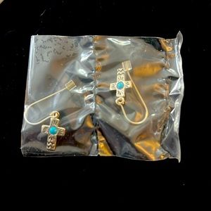 Sterling silver turquoise cross Earrings